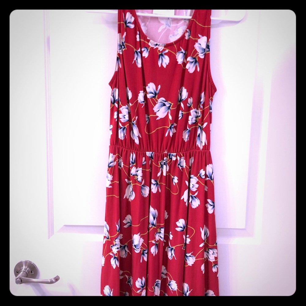 Red floral dress
